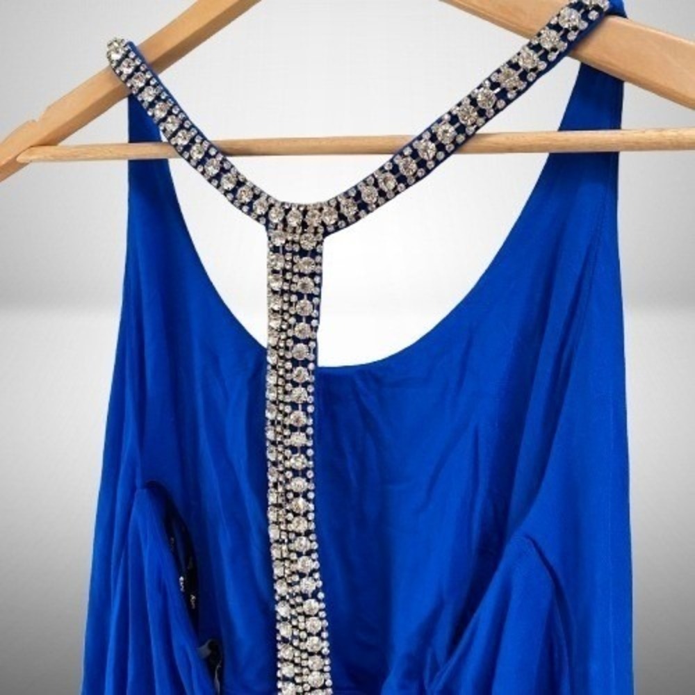 NEW Sky Women's Blue Rhinestone T-Back‎ Tank Top XS